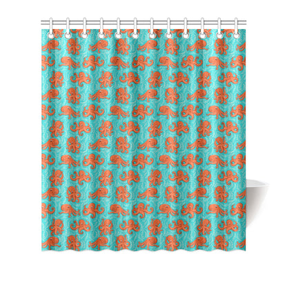 Octopus Cartoon Design Print Themed Shower Curtain