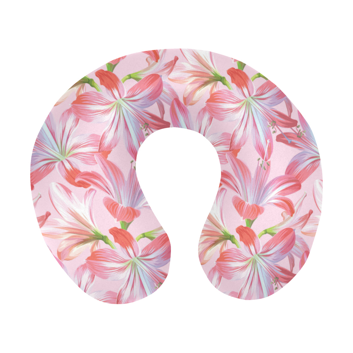 Amaryllis Pattern Print Design 02 U-Shaped Travel Neck Pillow