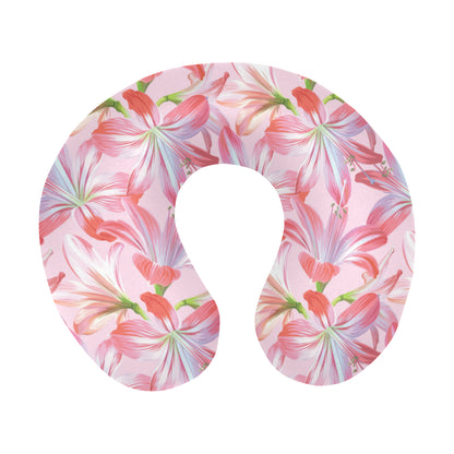 Amaryllis Pattern Print Design 02 U-Shaped Travel Neck Pillow