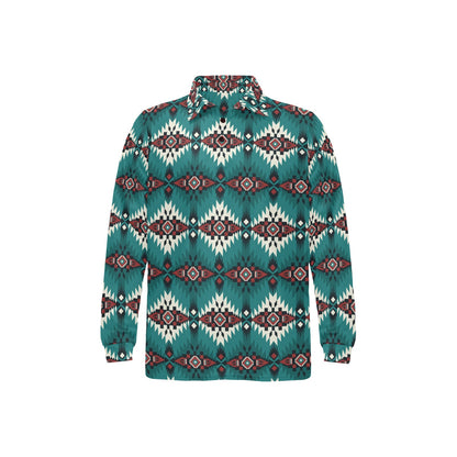 Southwest Pattern Print Design LKS308 Long Sleeve Polo Shirt For Men's