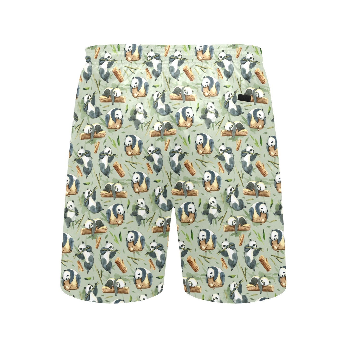 Panda Bear Design Bamboo Print Men's Swim Trunks Beach Shorts