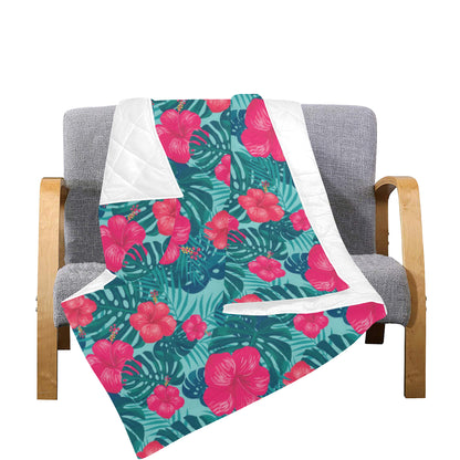 Red Hibiscus Pattern Print Design HB017 Premium Quilt