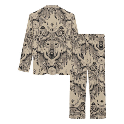 Indian Boho Wolf Women's Long Pajama Set