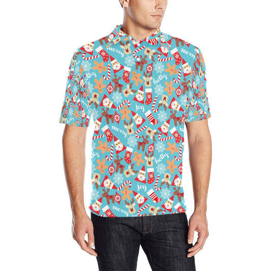 Santa Christmas Themed Print Design LKS306 Men Polo Shirt