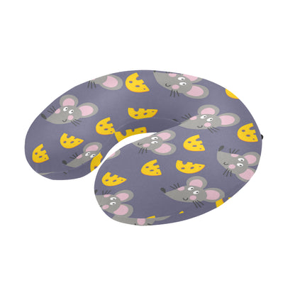 Rat With Cheese Pattern Print Design 01 U-Shaped Travel Neck Pillow