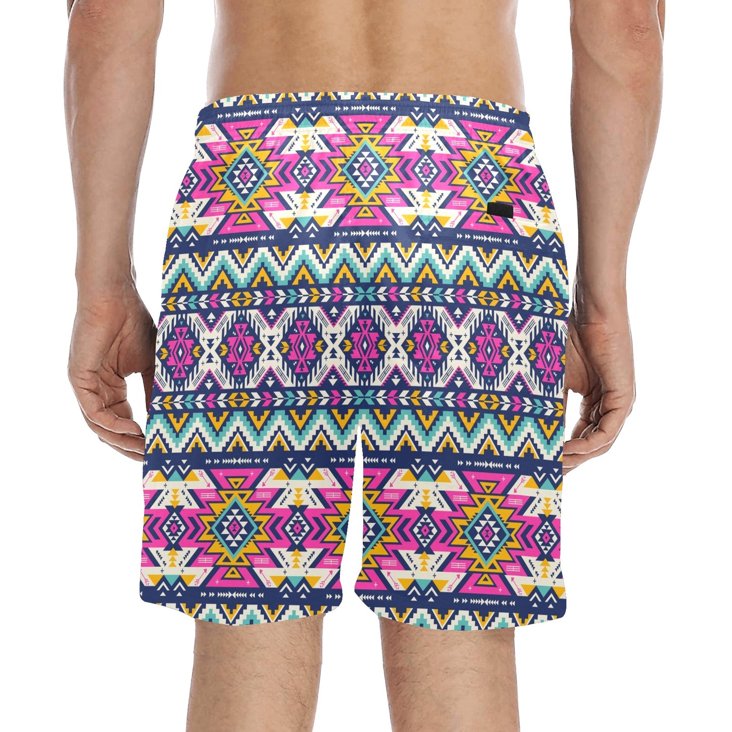 Aztec Pink Geometric Print Pattern Men's Swim Trunks Beach Shorts