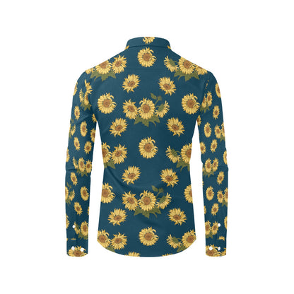 Sunflower Print Design LKS305 Men's Long Sleeve Dress Shirt