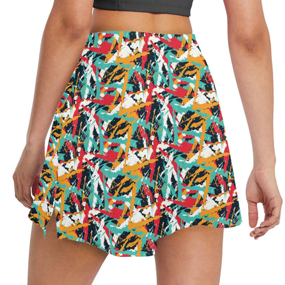 Splatter Print Design LKS304 17" Golf & Pickleball Skort with Pockets