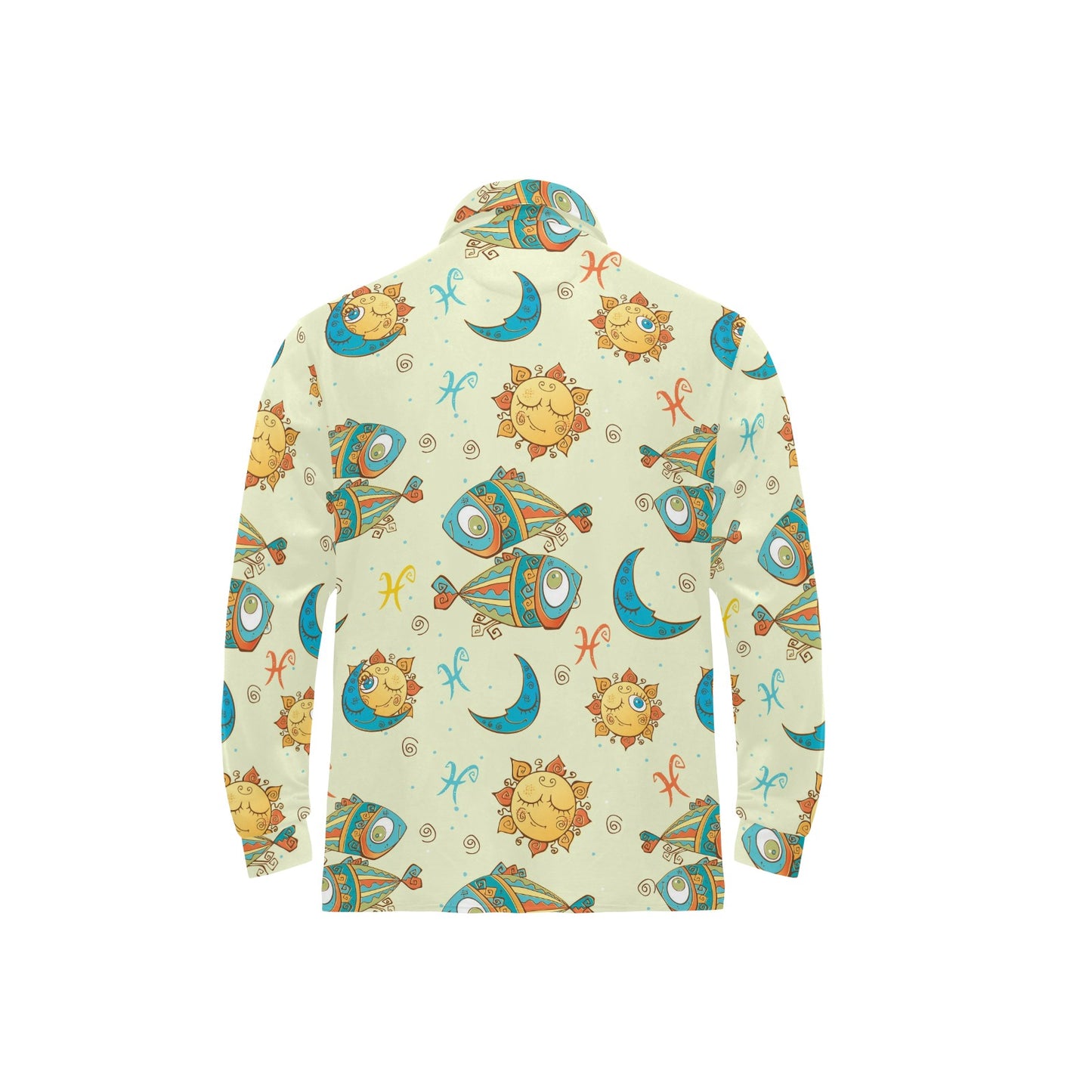 Pisces Pattern Print Design A03 Long Sleeve Polo Shirt For Men's