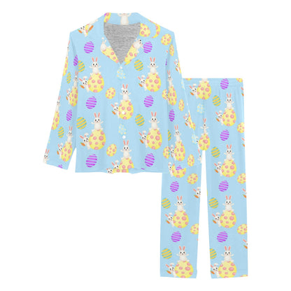 Easter Eggs Pattern Print Design RB015 Women's Long Pajama Set