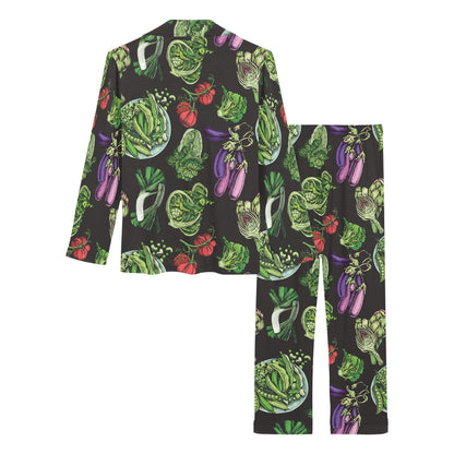 Lettuce Pattern Print Design 01 Women's Long Pajama Set