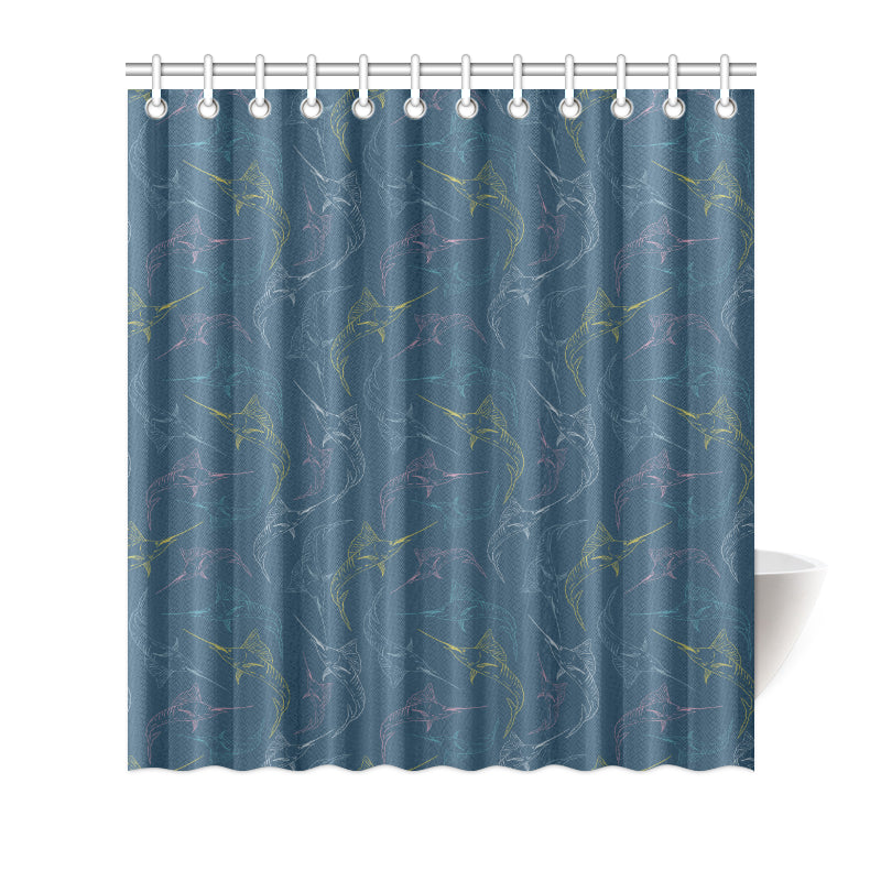 Swordfish Pattern Print Design 02 Shower Curtain