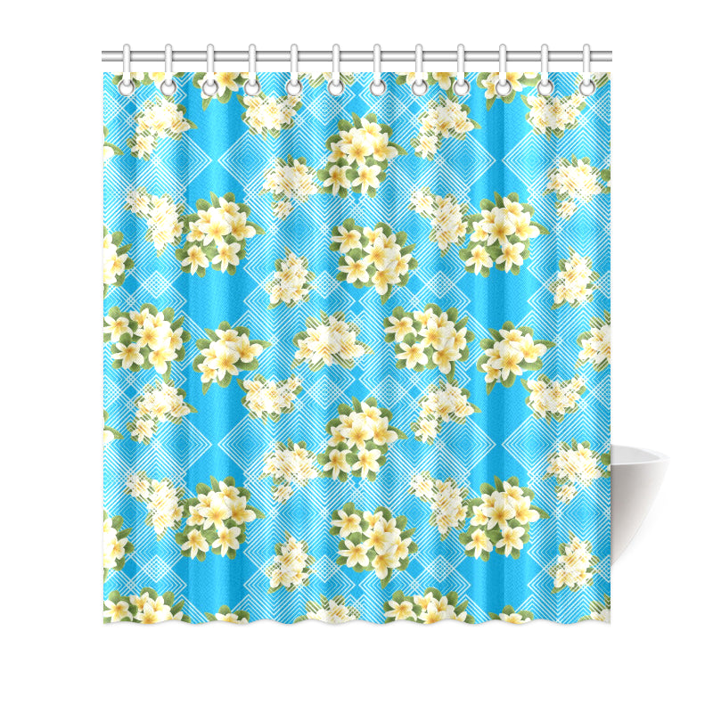 Yellow Plumeria Design Print Pattern Shower Curtain