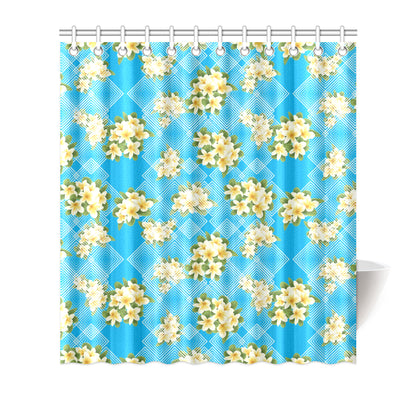 Yellow Plumeria Design Print Pattern Shower Curtain
