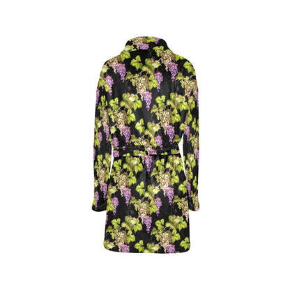 Grape Pattern Print Design GP04 Women's Fleece Robe