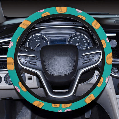 Ukulele Print Design LKS403 Steering Wheel Cover with Elastic Edge