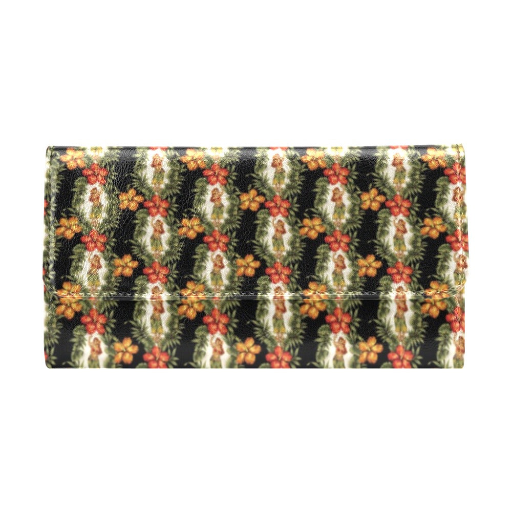 Hawaiian Flower Hula Hibiscus Print Women's Trifold Wallet