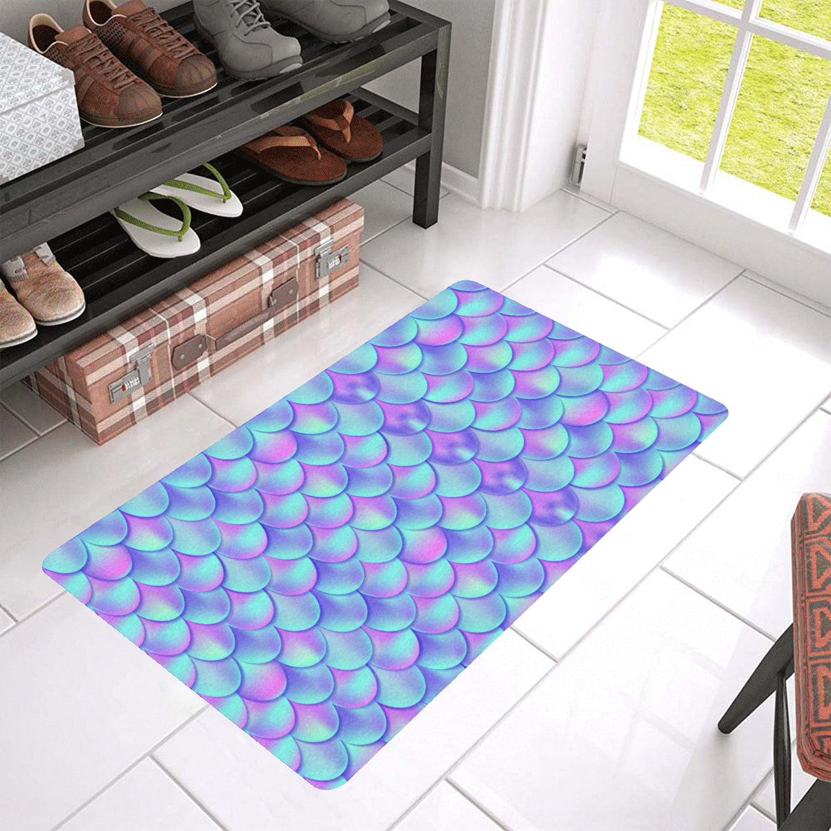 Mermaid Tail Design Print Pattern Rubber Doormat