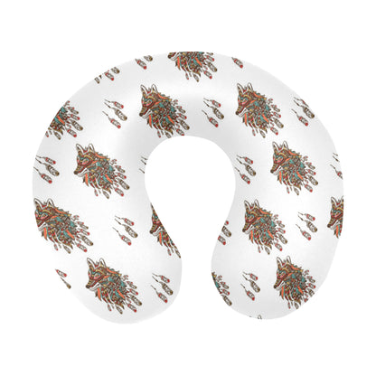 Aztec Wolf Pattern Print Design 02 U-Shaped Travel Neck Pillow