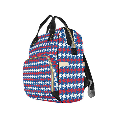 Patriotic Houndstooth Pattern Print Design A02 Diaper Bag Backpack
