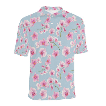 Orchid Pink Pattern Print Design OR01 Men Polo Shirt