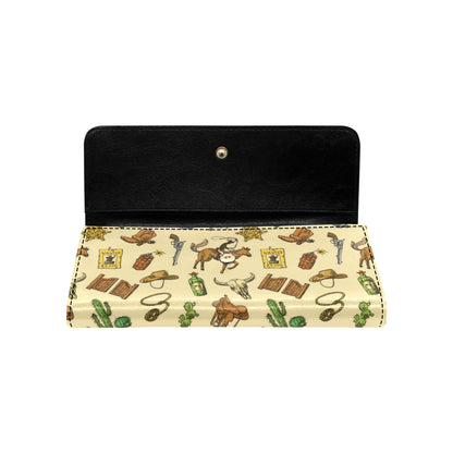Cowboy Pattern Print Design 04 Women's Trifold Wallet
