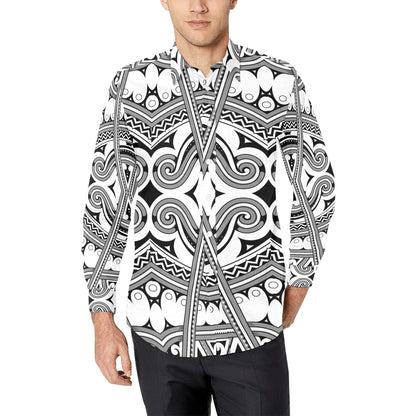 Samoan Pattern Print Design LKS302 Men's Long Sleeve Dress Shirt
