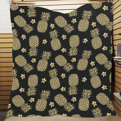 Gold Pineapple Hibiscus Premium Quilt