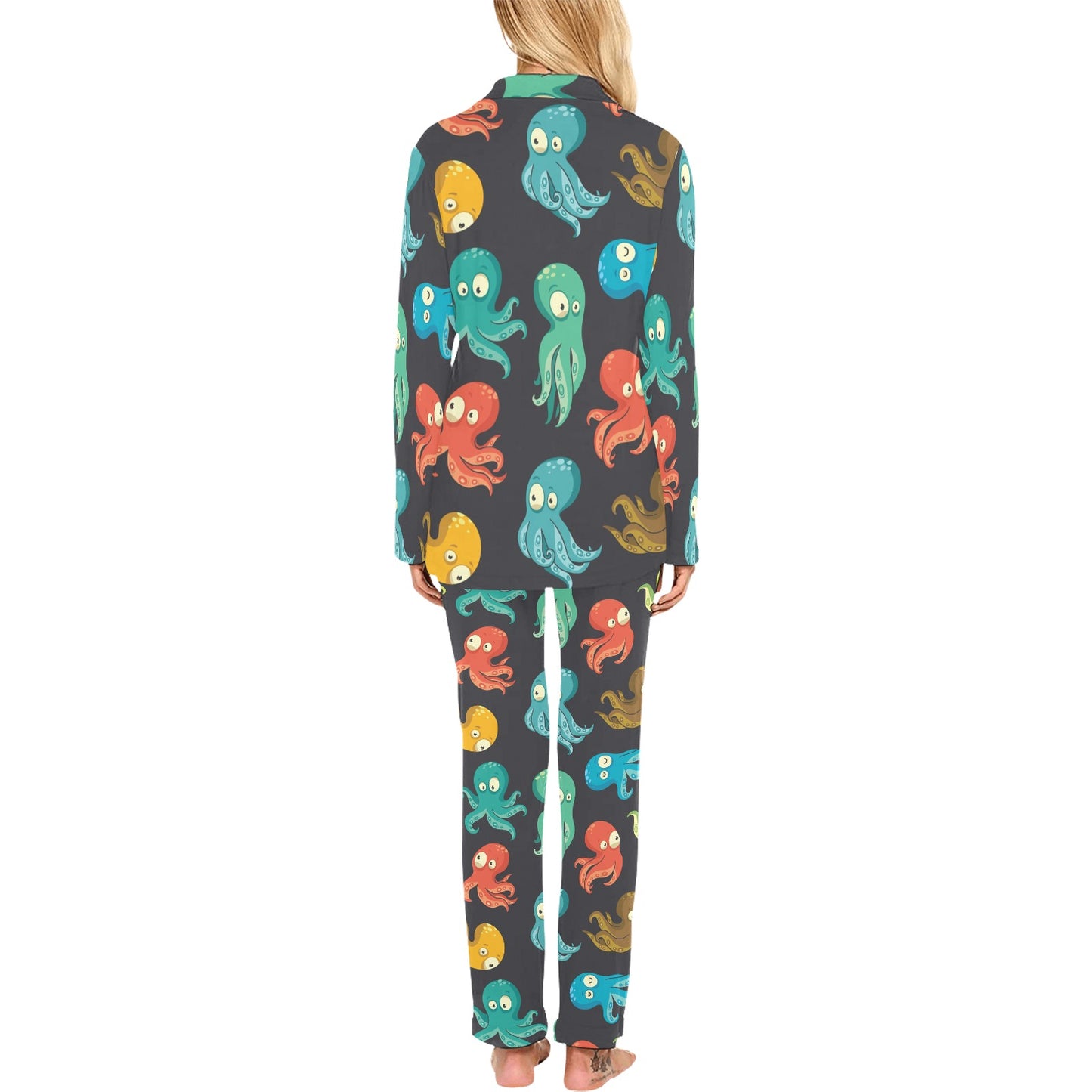 Octopus Pattern Print Design A01 Women's Long Pajama Set