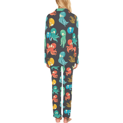 Octopus Pattern Print Design A01 Women's Long Pajama Set