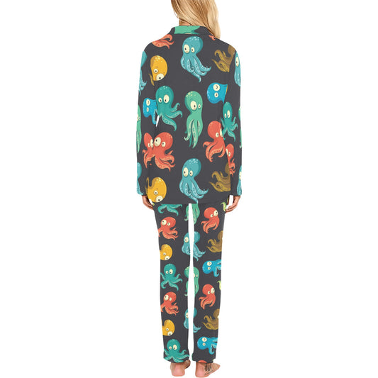 Octopus Pattern Print Design A01 Women's Long Pajama Set