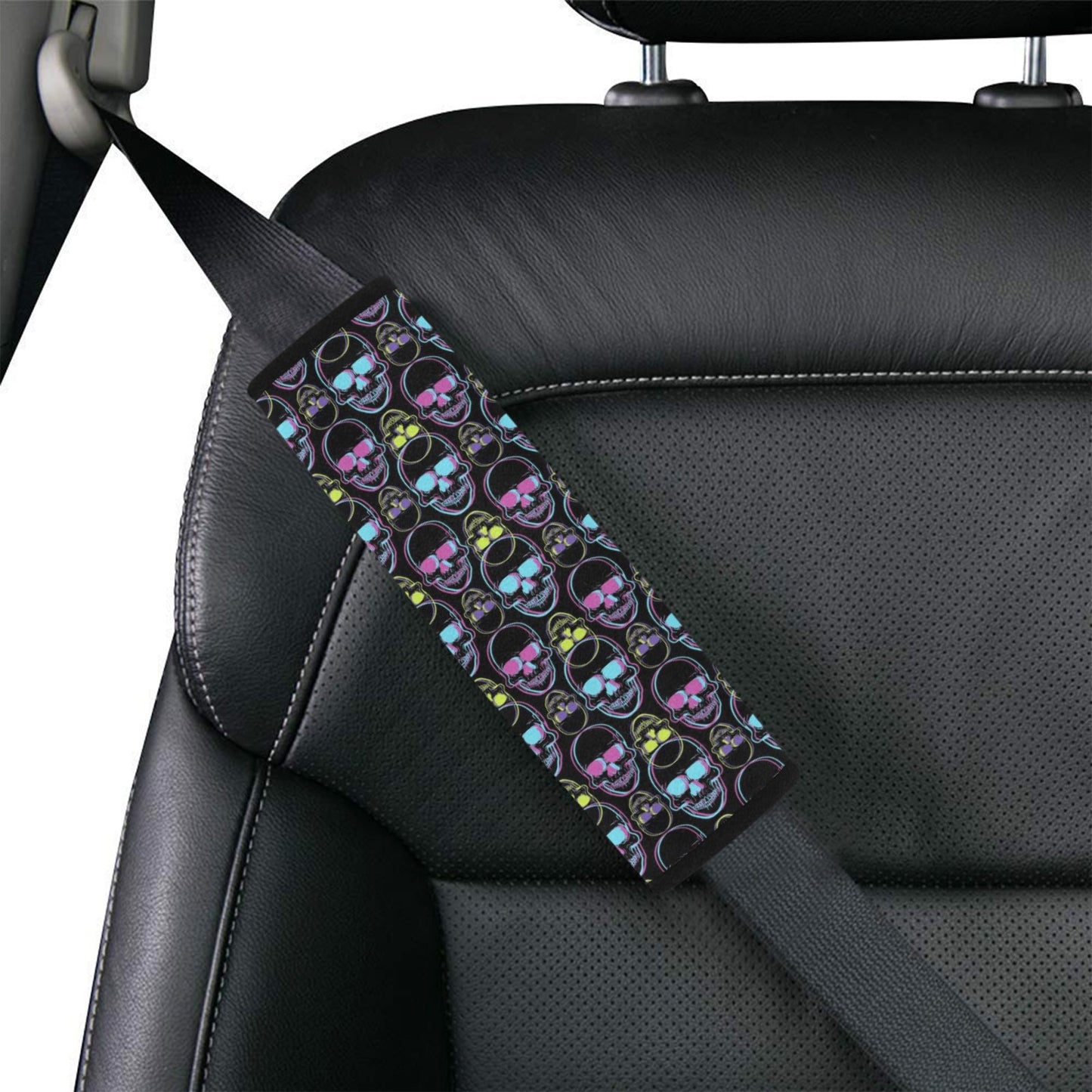 Skull 3D Colorful Print Design LKS309 Car Seat Belt Cover