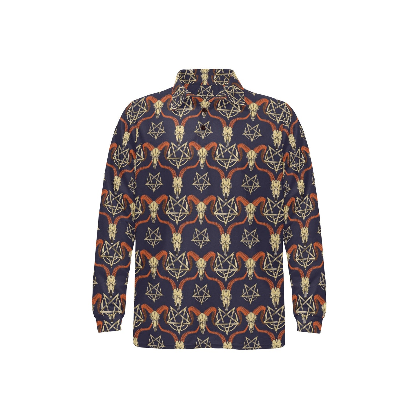 Buffalo Head Print Design LKS403 Long Sleeve Polo Shirt For Men's