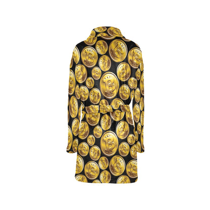 Bitcoin Pattern Print Design DO05 Women's Fleece Robe