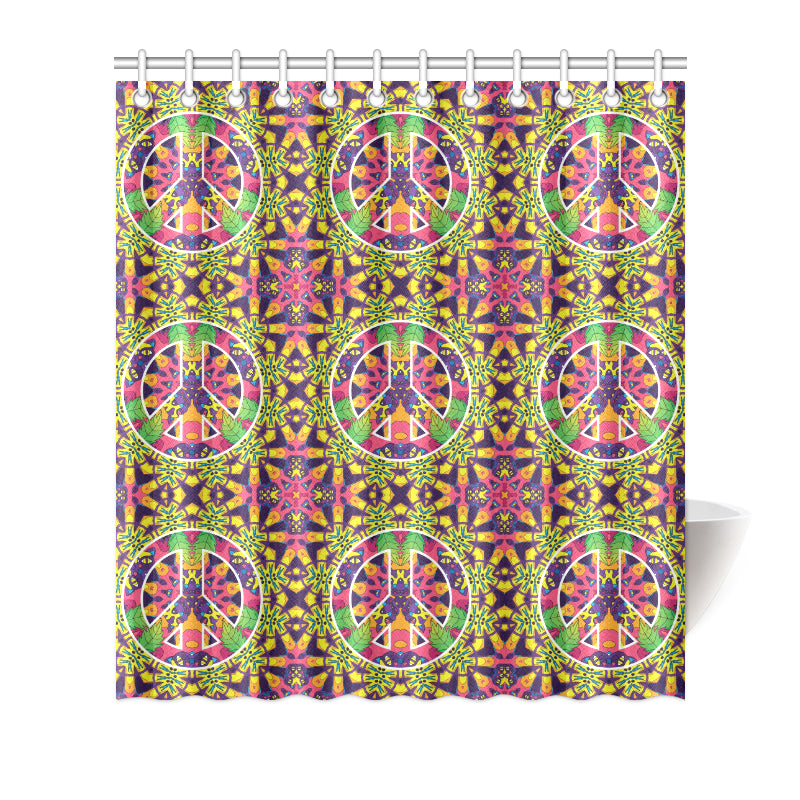 Peace Sign Pattern Print Design A04 Shower Curtain