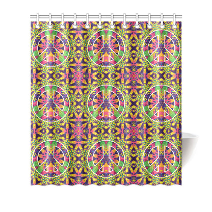 Peace Sign Pattern Print Design A04 Shower Curtain