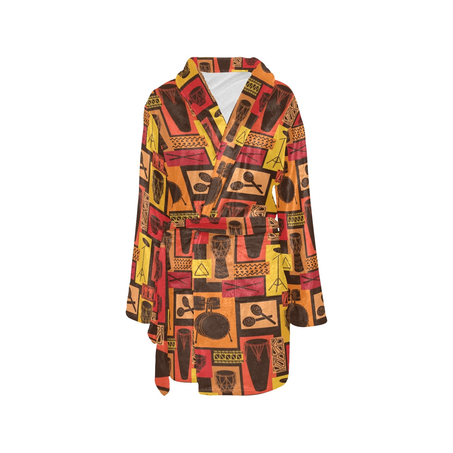 Percussion Pattern Print Design 02 Women's Fleece Robe