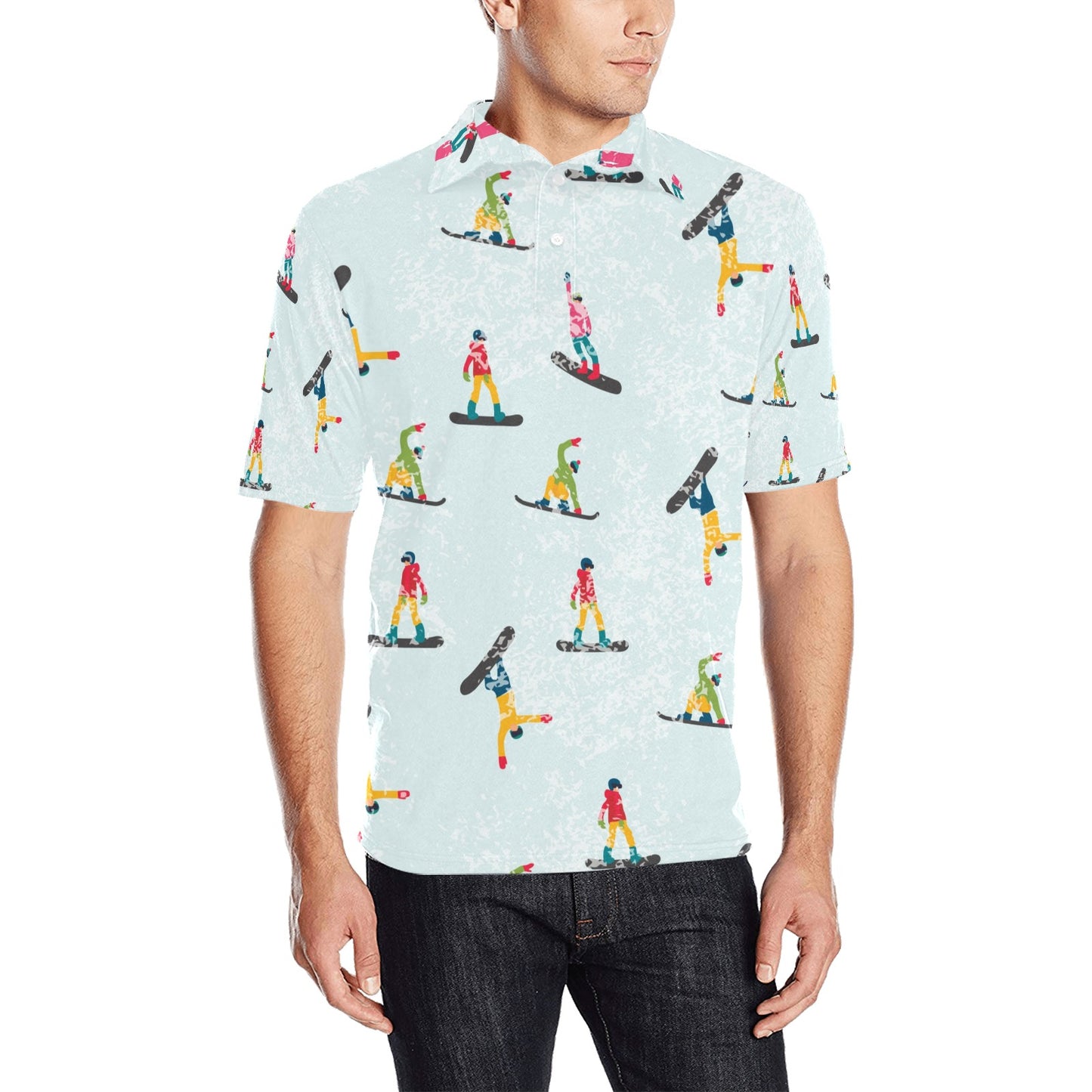 Snowboard Print Design LKS304 Men Polo Shirt