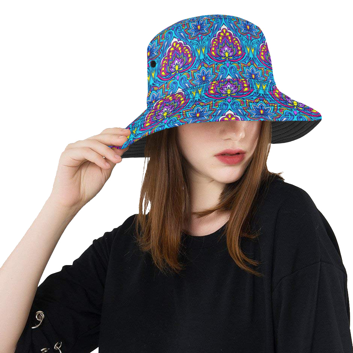 lotus Boho Pattern Print Design LO010 Unisex Bucket Hat