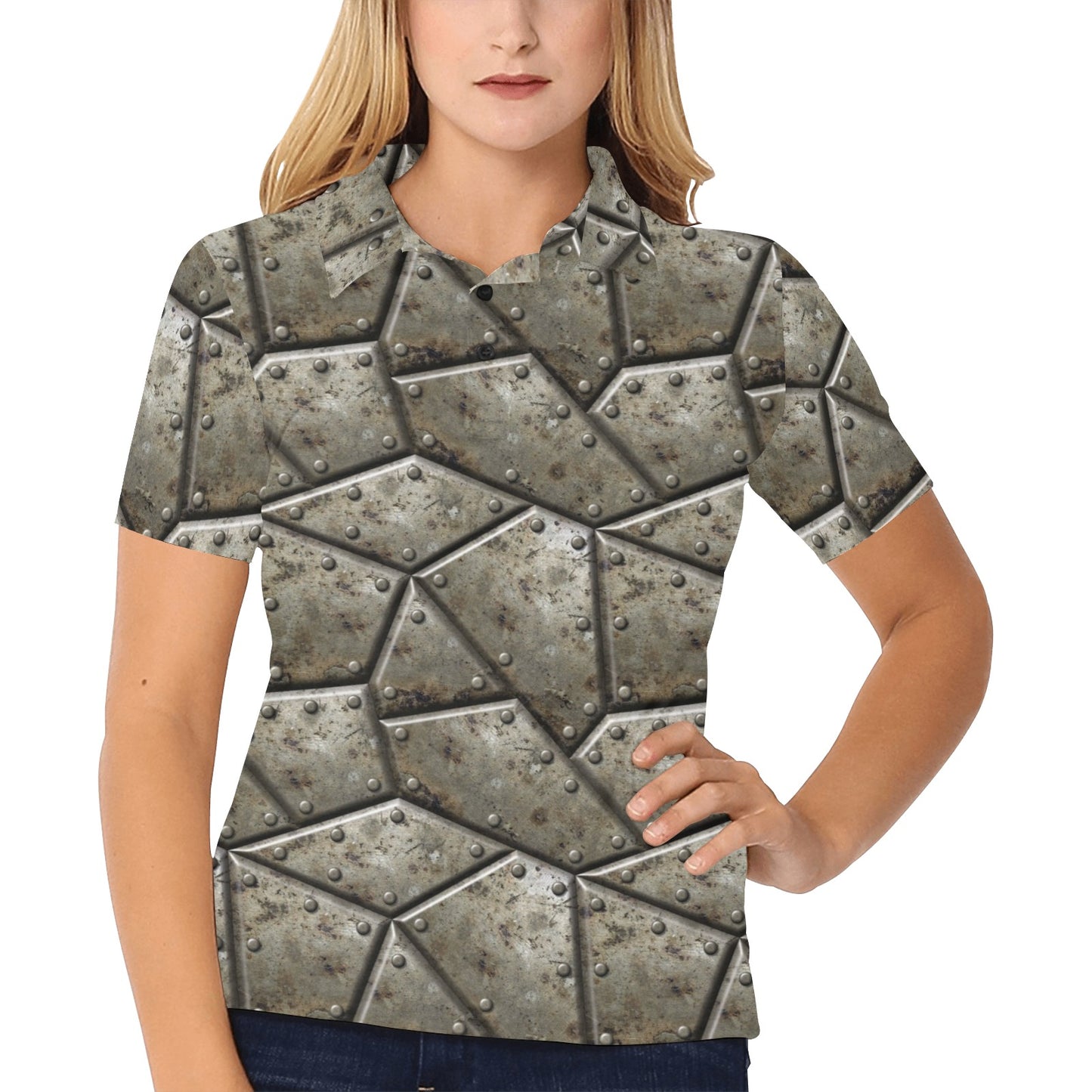Armor Pattern Print Design 01 Women's Polo Shirt