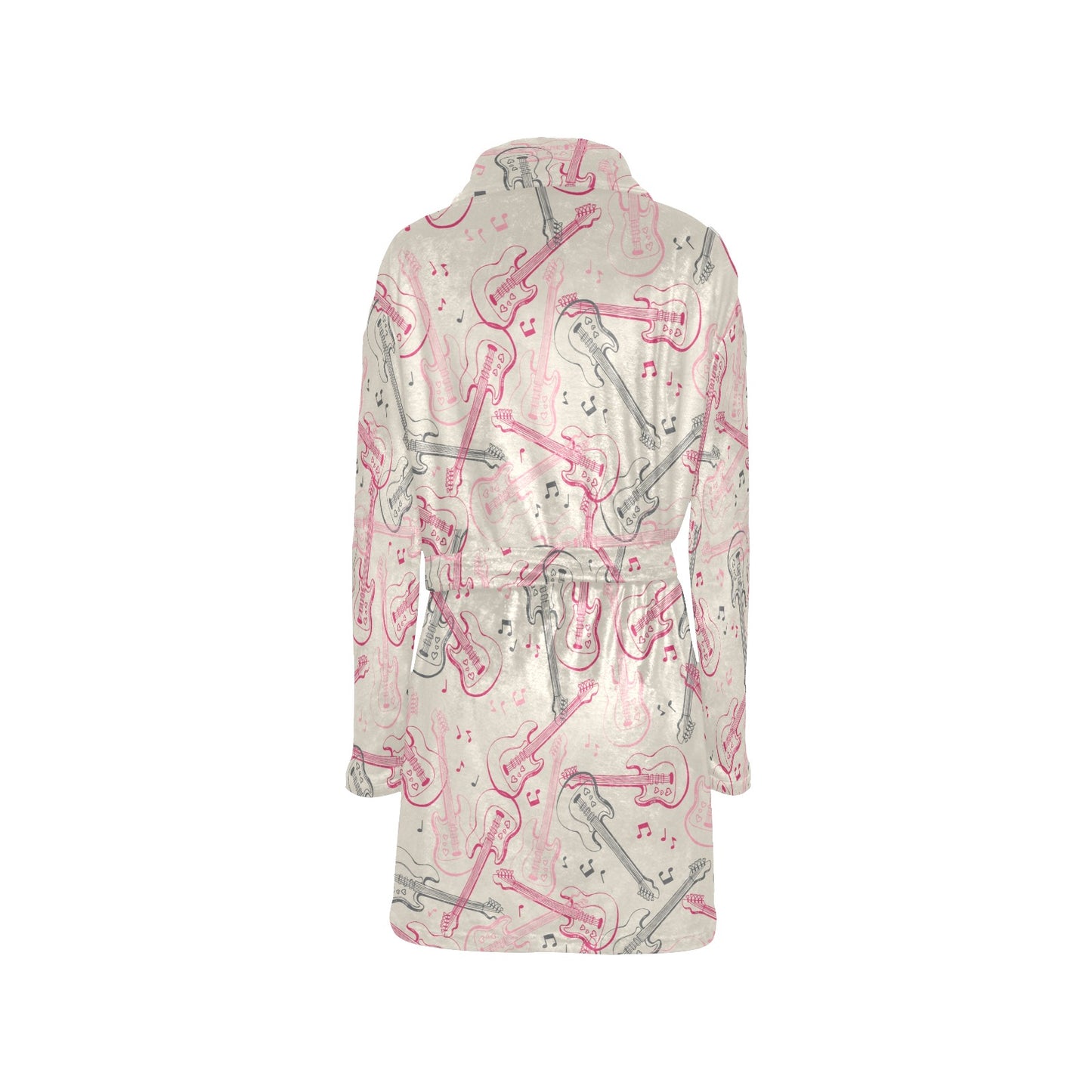 Bass Guitar Pattern Print Design 02 Women's Fleece Robe