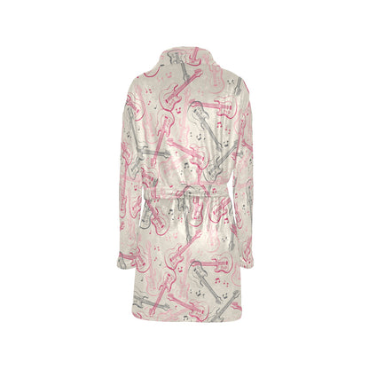 Bass Guitar Pattern Print Design 02 Women's Fleece Robe