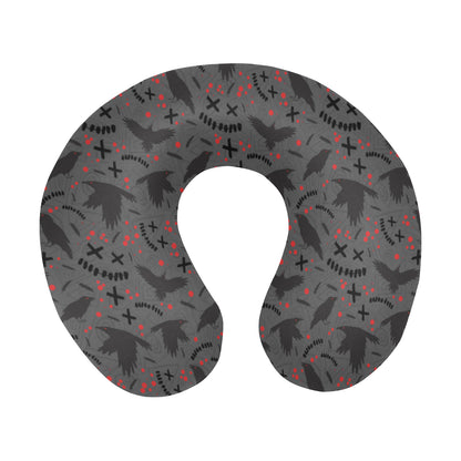 Crow Pattern Print Design 02 U-Shaped Travel Neck Pillow