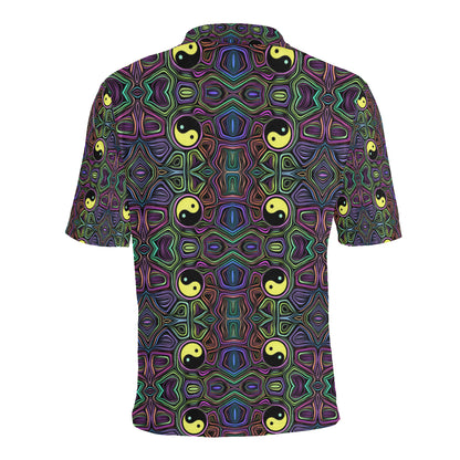 Yin Yang Neon Color Design Print Men Polo Shirt