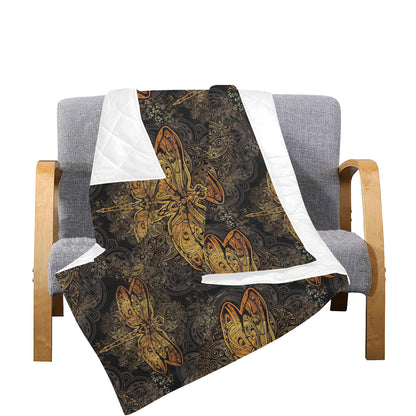 Gold Dragonfly Mandala Premium Quilt