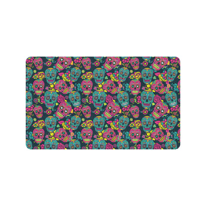 Sugar Skull Floral Design Themed Print Rubber Doormat