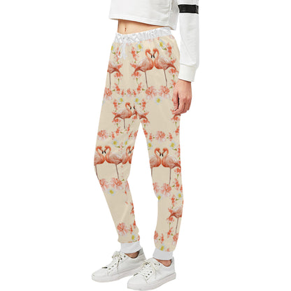 Flamingo Hibiscus Print Pattern Unisex Sweatpants