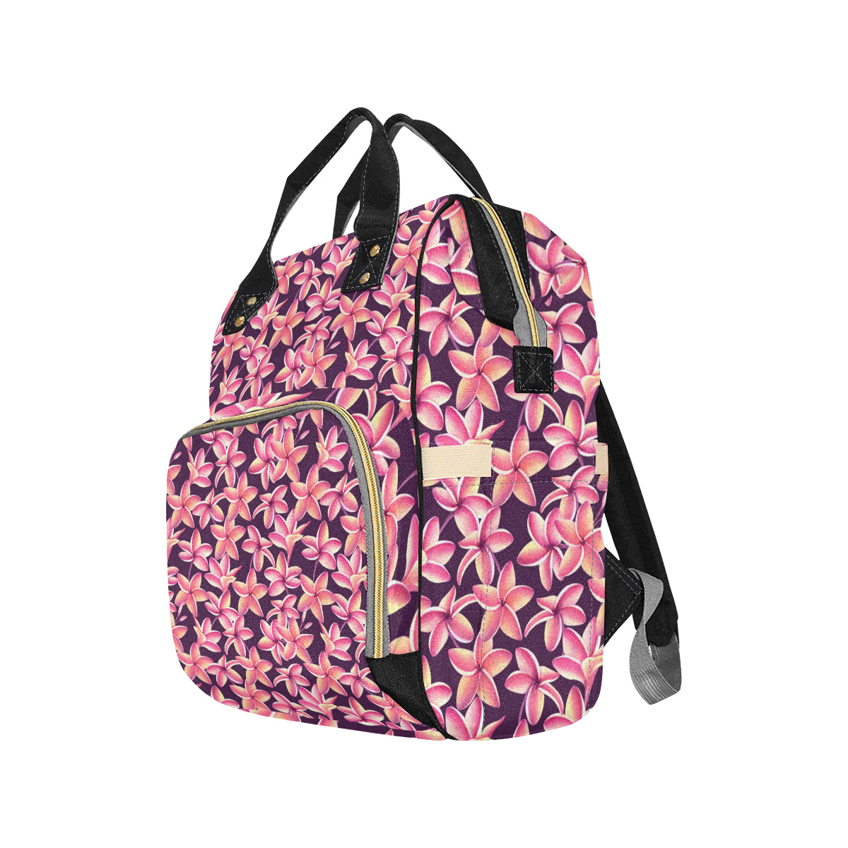Purple Plumeria Pattern Print Design PM010 Diaper Bag Backpack