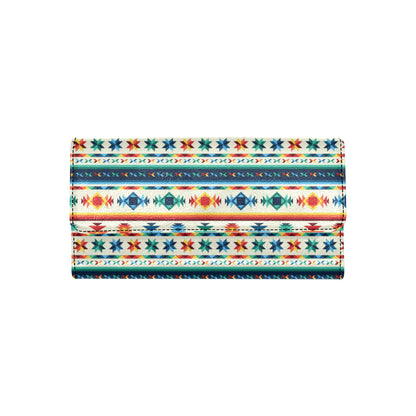 Aztec Pattern Print Design 02 Women's Trifold Wallet