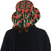 Tulip Red Pattern Print Design TP03 Unisex Bucket Hat